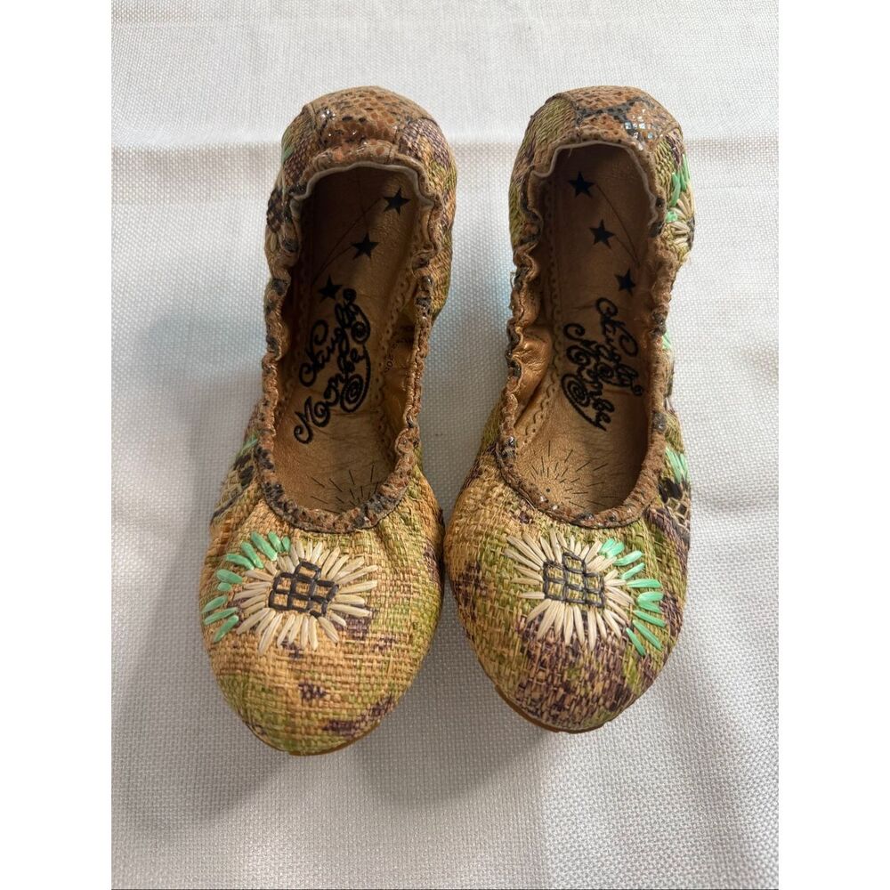 Naughty Monkey Woven Raffia Sunflower Ballet Flats Boho Cottagecore Shoes Size 8